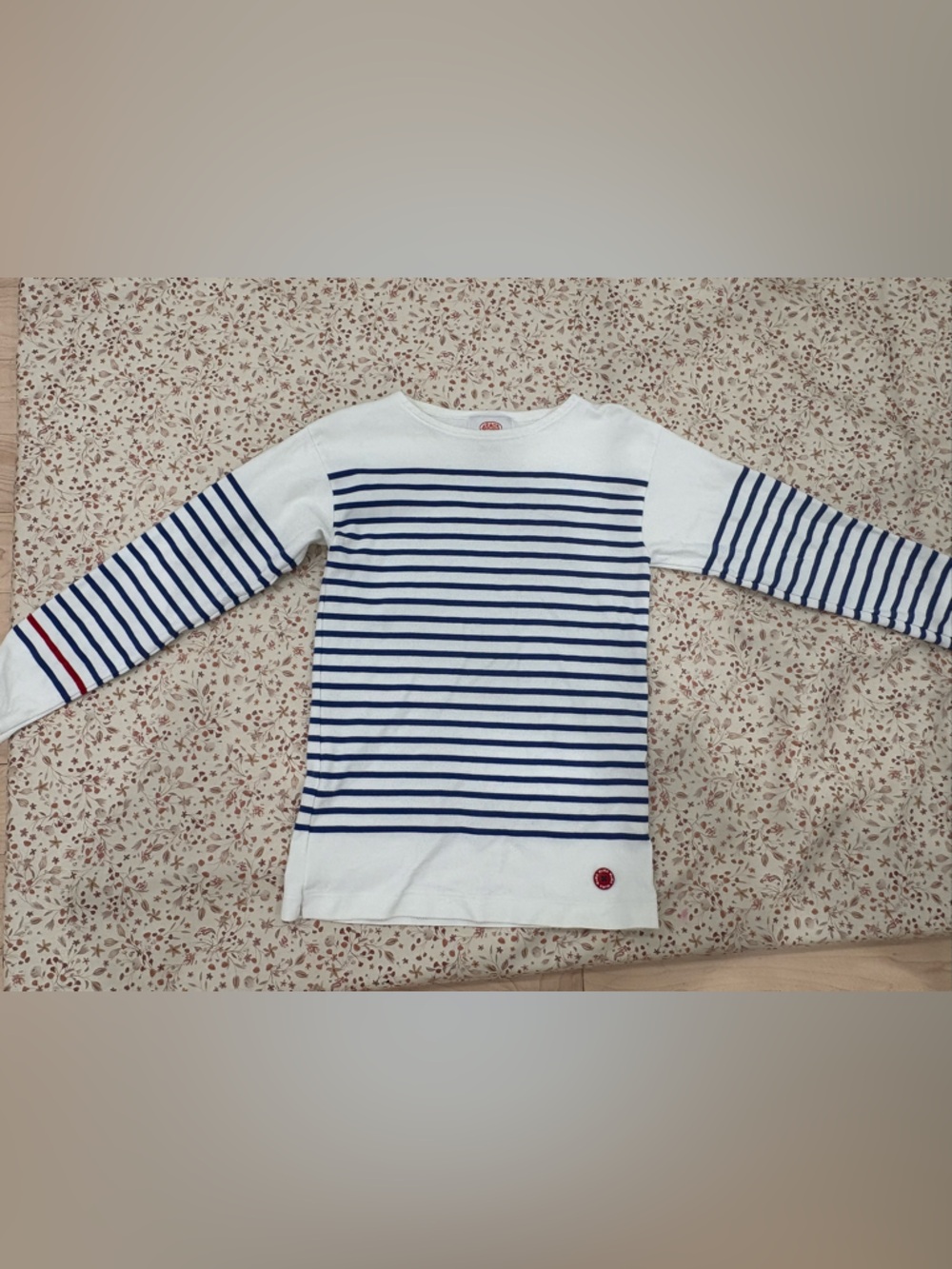 Armor Lux x MoMA museum White and Navy Striped Long-Sleeve Tee